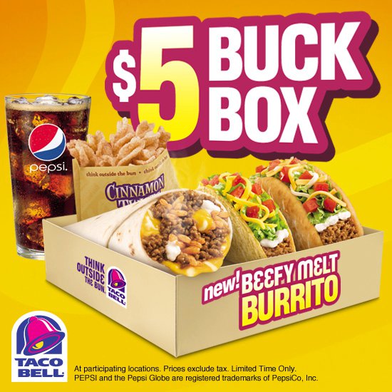 New 5 Buck Box at Taco Bell Myrtle Beach on the Cheap